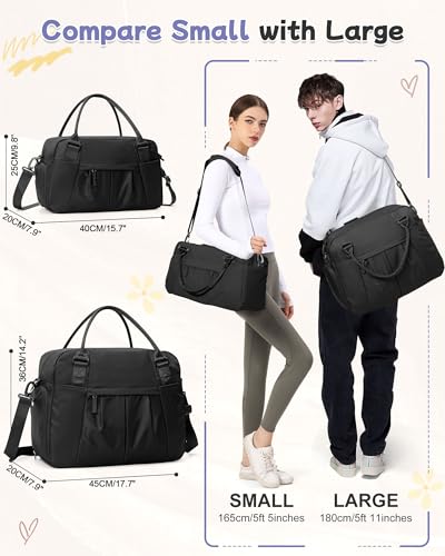 Large Duffle Bag for Travel with Shoe Compartment, Puffer Weekender Bags for Women Travel Tote Carry on Duffel Bag for Airplanes, Personal Item Bag Gym Bag Women, Black - color: Black X-Large