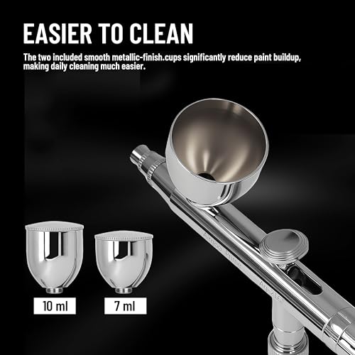 Airgoo Prime Series Airbrush Kit AG-216 Dual Action Gravity Feed Airbrush Kit with 0.3mm/0.5mm Nozzles & Needles, 7CC/10CC Fluid Cups for Tattoo, Modeling, Cake Decor, Nail Painting