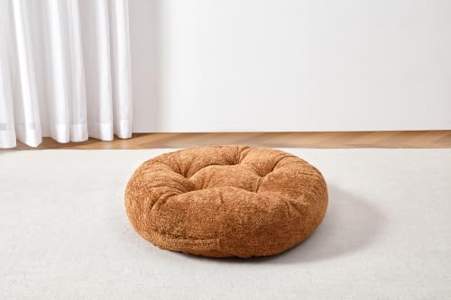 Floor Cushion Pillow, Portable Large - color: Round, Brown