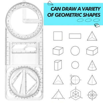 Zonon 2 Pack 360 Degree Protractor, 6 Inch Multifunctional Drawing Ruler Rotatable Mathematical Function Math Geometry Ruler Set, Large Clear Circle Protractor Drafting Tools for Engineering(Upgrade) - style: Upgrade