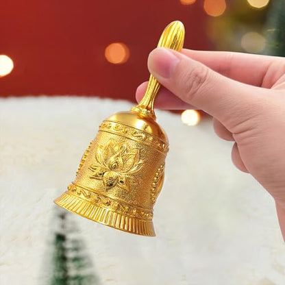 Hourwof Hand Call Bell,Metal Lotus Service Bell for Dinner Wedding - color: Gold