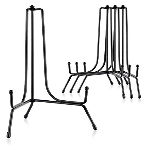 Mocoosy 4 Pack 8 Inch Improved Anti-Slip Plate Stands for Display | Plate Holder Display, Picture Frame Holder Stand, Black Iron Easel Stands for Photo, Decorative Plate, Tablets and Table Art - size: 8 Inch