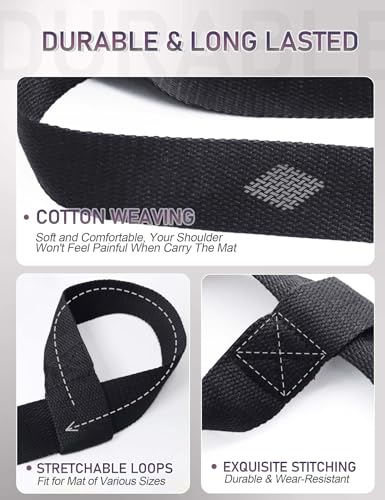 Yoga Mat Carrier Strap - Adjustable Thick and Wide Strap for Carrying Mat or Stretching - color: Haze Blue