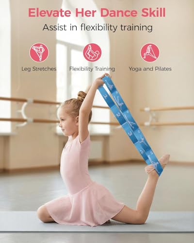 Slim Panda 2 PCS Stretch Strap for Kids Gymnastics Multi-Loop Elastic Strap for Ballet, Latin, Dance, Yoga, Children Flexibility Training & Exercise Resistance Yoga Band- 8 Loops - color: Red & Blue