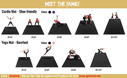 GXMMAT Large Exercise Mat 6'x4'/6'x5'/6'x6'(7mm) - color: Black Real, size: 6*4 FT