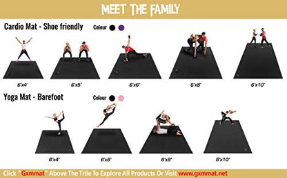 GXMMAT Large Exercise Mat 6'x4'/6'x5'/6'x6'(7mm) - color: Black Real, size: 6*4 FT