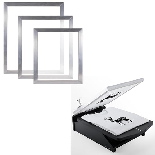 Caydo 3 Piece Aluminum Silk Screen Printing Frames with 110 Mesh for Screen Printing with Screen Printing Machine, 19.3x12.2inch / 41x31cm Screen Printing Press