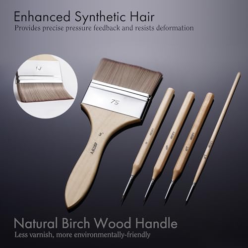 ARTIFY 30 Pieces Professional Paint Brush Set – Expert Series Synthetic Nylon Brushes for Acrylic, Oil, Watercolor, Gouache – No Shedding, Canvas Roll Case & Palette Knife, Artist Gifts Art Supplies - color: Wooden