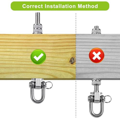 SELEWARE Heavy Duty Swing Hanger with Bearings, 4 Pack Porch Swing Hardware | 304 Stainless Steel, M10 x 9 Inch Bolts, Supports Up to 1800LB, Designed for Wood Beams, Steel Frames and Yoga Hammocks - color: D (9 Inch, 4 Pack)