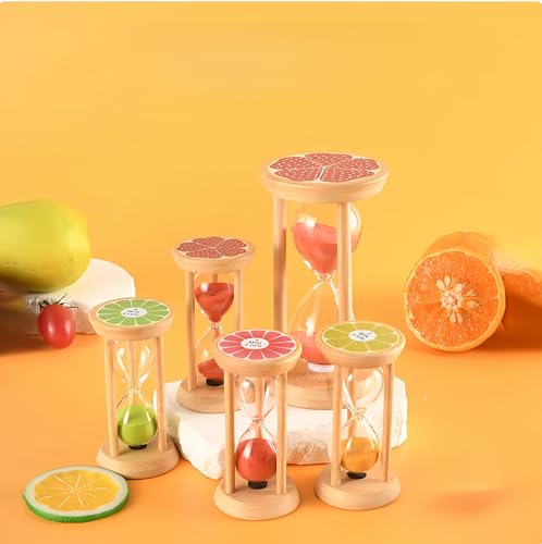 Mini Wooden Sand Timers,100% Bamboo Hourglass Watch 1 Min Fruit Sandglass Timer for Toothbrush Timer Games Classroom Home Office Cooking(Lemon+Green+1Min) - color: Lemon+green, size: 1Min