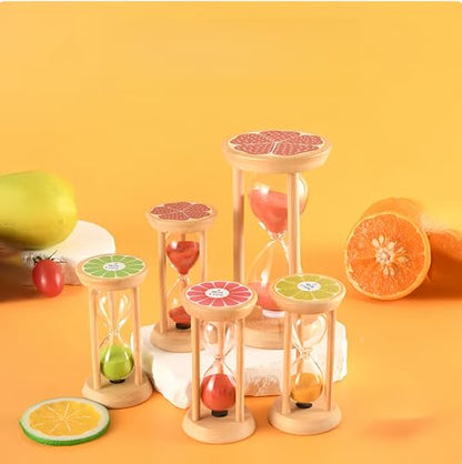 Mini Wooden Sand Timers,100% Bamboo Hourglass Watch 1 Min Fruit Sandglass Timer for Toothbrush Timer Games Classroom Home Office Cooking(Lemon+Green+1Min) - color: Lemon+green, size: 1Min