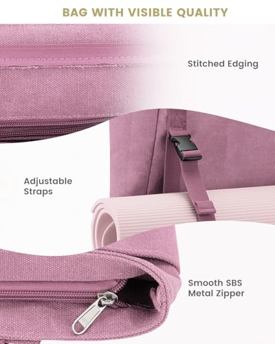 Gonex Yoga Mat Bag For Women Canvas Tote Pilates Gym Bag With Mat Carrier - color: Pink, size: Classic (15.5×5.5×14.5inch)