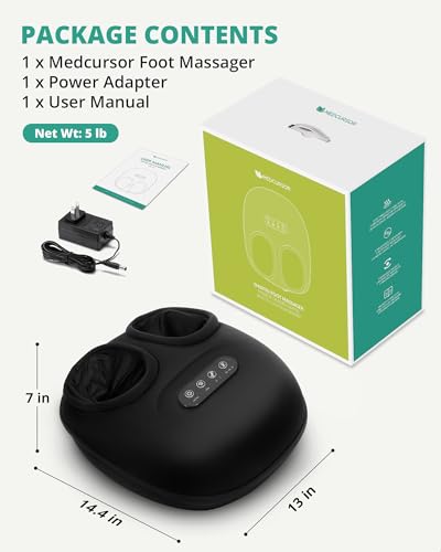 Medcursor Foot Massager with Heat, 2026 Upgraded Shiatsu Foot Massagers for Delivers Pain Relief, Tired, Plantar Fasciitis, Adjustable Air Pressure, Fits Up to 13" - color: Black