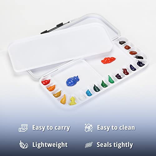 Mr. Pen- Airtight Watercolor Palette with Lid, 18 Wells & 2 Mixing Areas (Pack of 3) - color: White, size: 3 Pack