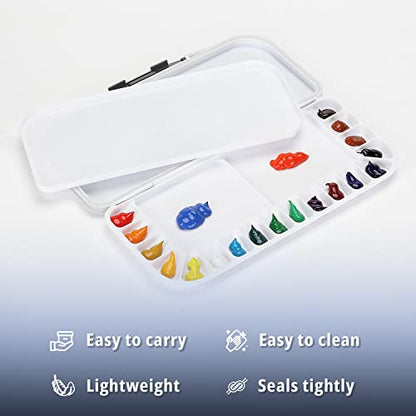 Mr. Pen- Airtight Watercolor Palette with Lid, 18 Wells & 2 Mixing Areas (Pack of 3) - color: White, size: 3 Pack