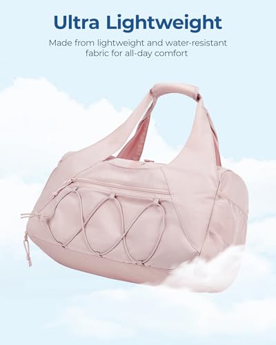 BAGSMART Gym Bag for Women, Lightweight Duffel with Shoe Compartment, Tote Bag with Wet Pocket for Yoga Travel, Camel - color: Camel, style: Casual Tote