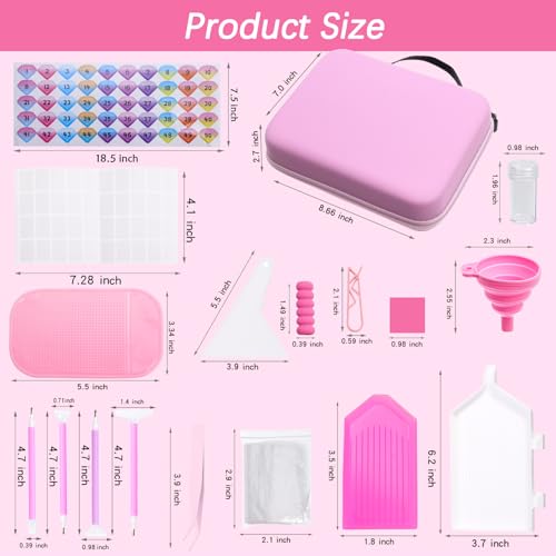 LYMUSUMI 30 Slots Diamond Art Storage Containers for Adults | Portable Bead Storage Boxes for Diamond Painting Accessories and Tools Pink - color: Macaron pink