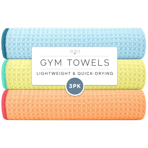 S&T INC. Microfiber Gym Towels, 3 Pack, 16" x 27", Honeycomb Pastels - color: Honeycomb Pastels