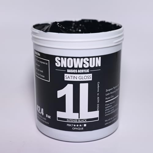 SNOWSUN Heavy Body Acrylic Paint, 1L (40oz) Bulk Carbon Black - Non Toxic Artist Grade Thick Paint for Canvas, Wood, Ceramic & Crafts - color: carbon black