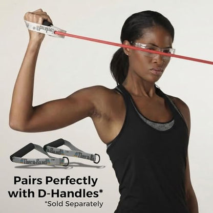 THERABAND Resistance Tubing, Exercise Band, Physical Therapy, 25', M, Red - color: Level 2 / Medium - Red, size: 25 Foot