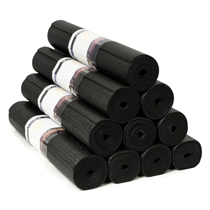 Voyage 5mm Studio Yoga Mats, 10 Pack, 72x24in | Extra Long, Anti-Tear Exercise Mats for Workout, Stretching, Fitness - Non Slip Gym Mats for Home, Schools and Studios - color: Black