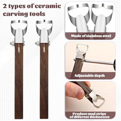 2Pcs Sculpture Scraper Pottery Handle Making Tool Pottery Carving Tool | Potterys Trimming Tools Polymer Clay Sculpting Tools for Ceramic Sculpture Craft Teacup Mug Cup Handle Making