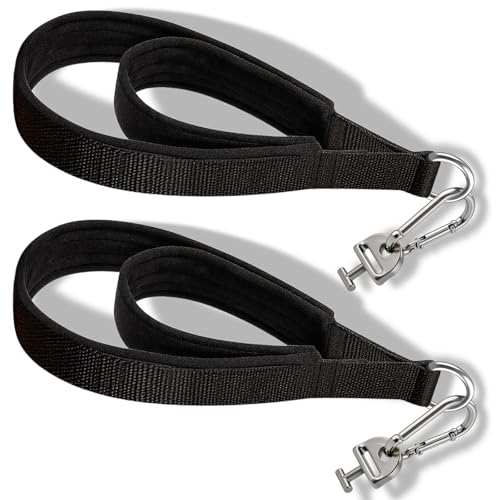 Pilates Loops Compatible with Tonal Smart Home Gym, Double Loop Soft Lined Pilates Straps with T Lock Adapter, W/Snap Hooks - color: Black