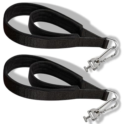 Pilates Loops Compatible with Tonal Smart Home Gym, Double Loop Soft Lined Pilates Straps with T Lock Adapter, W/Snap Hooks - color: Black