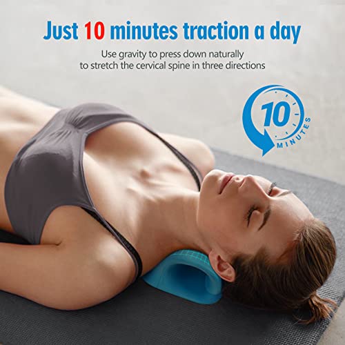 Neck Stretcher for Pain Relief, Neck and Shoulder Relaxer Cervical Traction Device Pillow for Muscle Relax and TMJ Pain Relief (Blue) - color: Blue