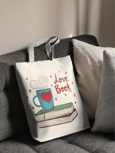 Aesthetic Canvas Tote Bag for Women with Inner Pocket - color: Read-love