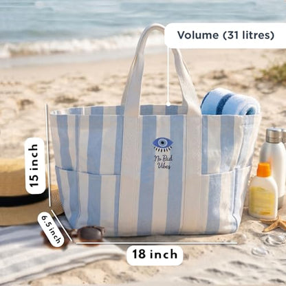 Folkulture Beach Tote Bags For Women, Beach Must Haves 2026-18x15 Inch | Waterproof,Sandproof, Large Tote Bags for Women, Swimming Pool, Beach Essentials, Simple Modern Pool Bag, Bolsos Para Mujeres - color: Evil Eye