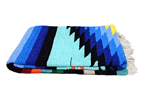 Open Road Goods Aztec Navajo Style Blanket, Throw, or Yoga Bolster - Handwoven Mexican Diamond Blanket (Mint) - color: Mint