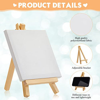 150 Pack Mini Canvas with Easel for Painting Wood,4 X 4 Inch | Stretched Canvas Panels with Wood Tabletop Easels, Art Supplies for Classroom Crafts Birthday Paint Party Favors Projects - size: 3 x 3 Inch