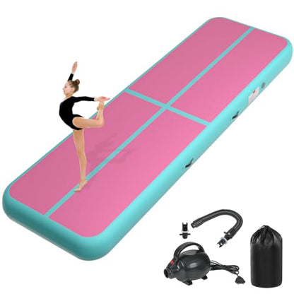 Inflatable Air Gymnastics Tumbling Mat 6ft 10ft 13ft 16ft 20ft - color: Pink Green, size: 13ft*3.3ft*4in(4*1*0.1m)