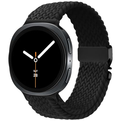 Nylon Braided band Compatible with Samsung Galaxy Watch 8 40mm 44mm, Elastic Band for Galaxy Watch 8 Classic 46mm - color: Black