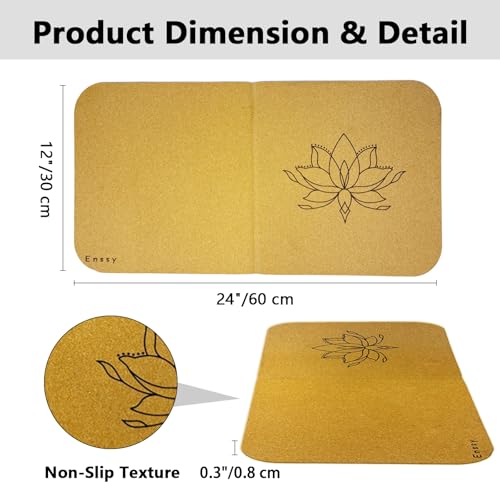Cork Knee Pad Mat, 8 mm Thick, Foldable, Lightweight, for Yoga, Exercise, Gymnastics, Floor/Chair Protection