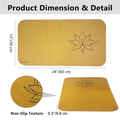Cork Knee Pad Mat, 8 mm Thick, Foldable, Lightweight, for Yoga, Exercise, Gymnastics, Floor/Chair Protection