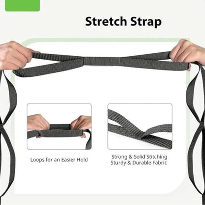 10 Loops Stretching Strap Yoga Strap for Home Workout, Exercise, Pilates and Gymnastics, Non-Elastic Stretch Bands for Women & Men - color: Purple