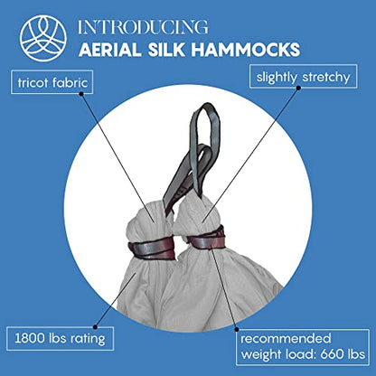 Aerial Yoga Hammock Swing, 4.5 Yards, Aerial Silks with Hardware - color: Silver, size: 4.5 yards