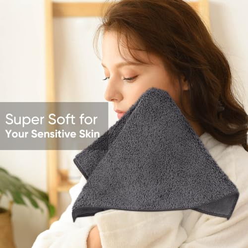 HOMEXCEL Microfiber Washcloths 12 Pack, Highly Absorbent and Soft Face Towel, Multi-Purpose Grey Wash Cloths for Bathroom, Hotel, Spa, Gym, and Kitchen, 12x12 Inch - color: Grey, size: 12 x 12 inch