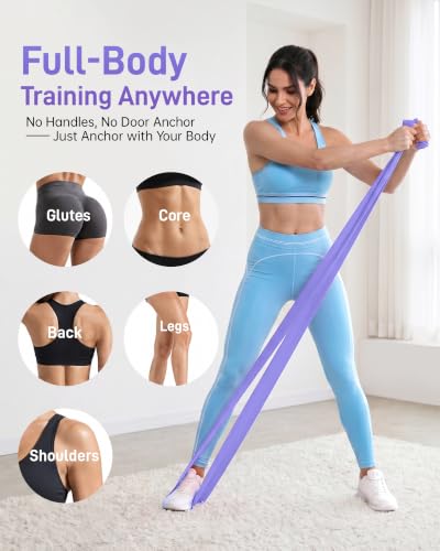 Renoj Pilates Flexbands, 5-Pack Latex-Free Resistance Bands Set – Exercise Bands for Pilates, Yoga, Stretching & Physical Therapy | Home Gym Equipment for Women & Men - color: Purple