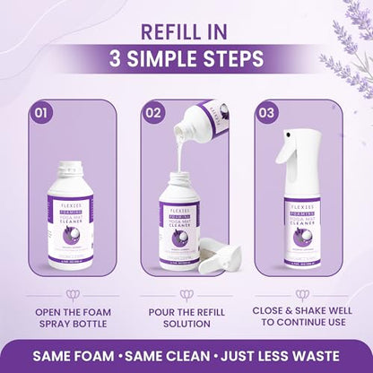 Flexies Foaming Yoga Mat Cleaner Refill Pack | Plant-Based Foaming Spray | Deep Cleans Yoga and Pilates Mats, 6.76 fl oz, Lavender - color: Refill Lavender