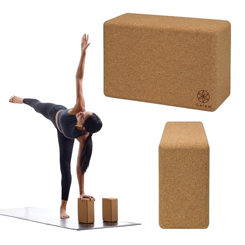 Gaiam Yoga Block - Supportive Latex-Free Eva Foam - Soft Non-Slip Surface with Beveled Edges for Yoga, Pilates, Meditation - color: Cork, style: 2 Bricks