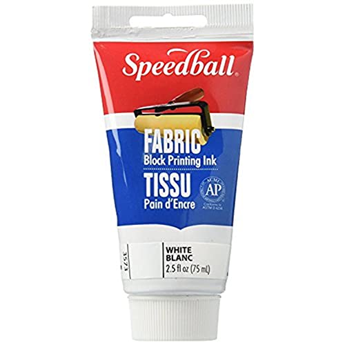 Speedball Fabric Block Printing Ink, 2.5-Ounce, White, for Textiles & T-Shirts, Made in USA - color: White, size: 2.5 fl oz