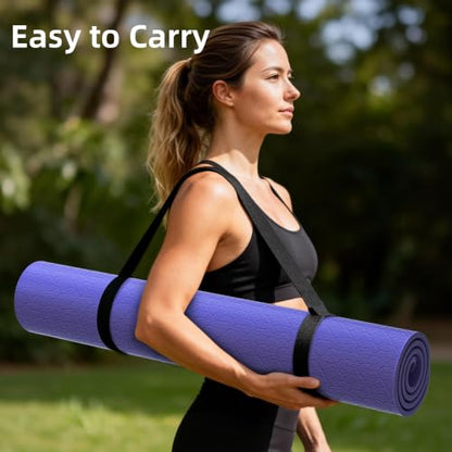 HAHE Extra Wide Yoga Mat, 72"x40"x0.4"Thick, Large Exercise Mats - color: Light Purple