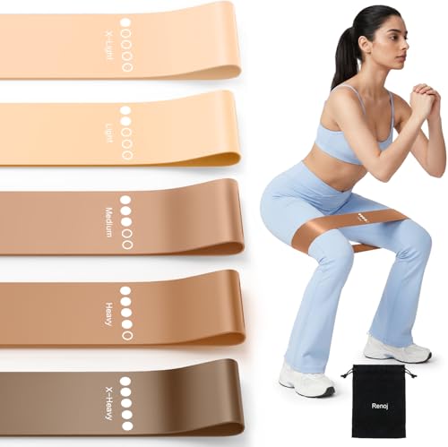 Resistance Bands for Working Out, 5-Pack Elastic Exercise Bands for Strength Training, Stretching, Workout; Home Gym Equipment for Women Men, Pilates Yoga Physical Therapy, Leg Glute Arm Exercise Kit - color: Brown