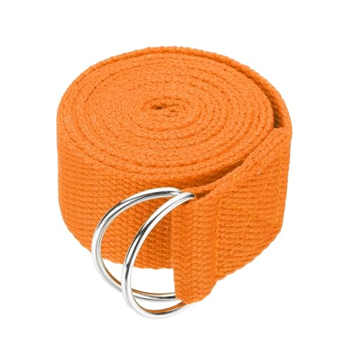 Yoga Strap for Stretching, Athletic Stretch Band with Adjustable Metal D Ring Buckle Yoga Bands - color: Orange, size: 5.9ft