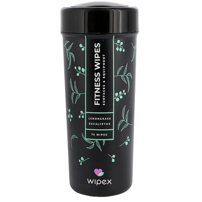 Wipex Fitness Equipment Wipes | Clean Gym Equipment, Yoga Mats, Peloton Bike Cleaner, Exercise Machine Wipes | Lemongrass, Eucalyptus, 75 Ct Canister - size: 75 Count (Pack of 1)