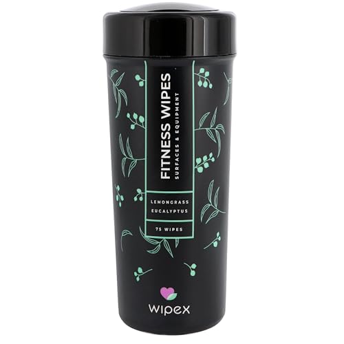 Wipex Fitness Equipment Wipes | Clean Gym Equipment, Yoga Mats, Peloton Bike Cleaner, Exercise Machine Wipes | Lemongrass, Eucalyptus, 75 Ct Canister - size: 75 Count (Pack of 1)