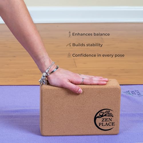 Cork Yoga Blocks 2 Pack – High Density Natural Cork Blocks for Yoga, Pilates, Stretching, Balance & Flexibility